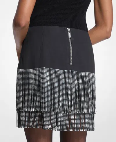 Michael Kors Studded Fringe Mini Skirt In Black