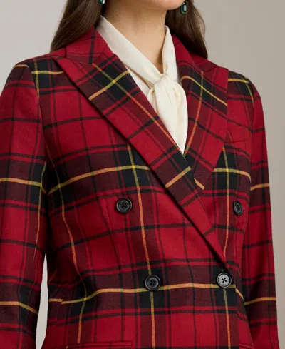 Ralph Lauren Women's Plaid Long Sleeve Blazer In Red