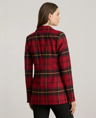 Ralph Lauren Women's Plaid Long Sleeve Blazer In Red