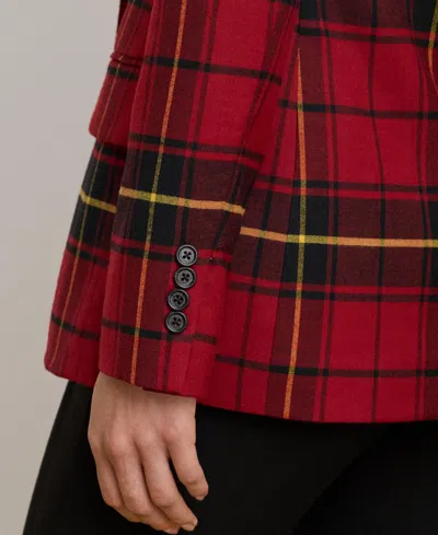 Ralph Lauren Women's Plaid Long Sleeve Blazer In Red