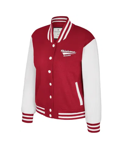 Colosseum Women's Crimson Oklahoma Sooners French Baguette Full Snap Fleece Jacket In Red