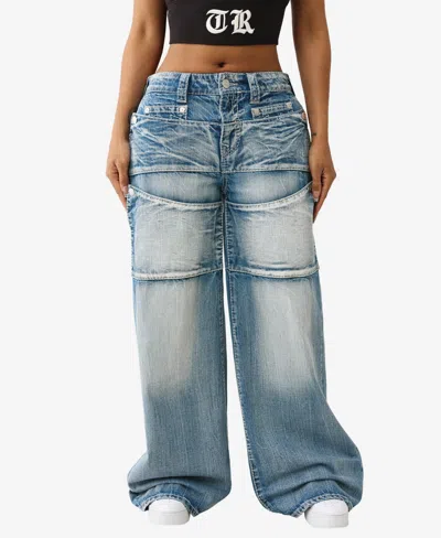 True Religion Women's Jessie Big T Snap Super Baggy Jean In Blue