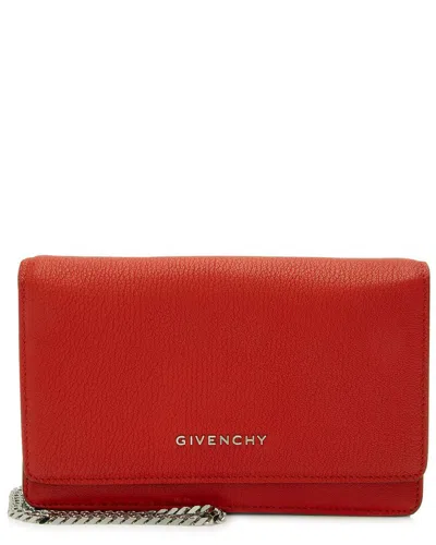 Givenchy Red Leather Pandora Wallet On Chain (authentic Pre-loved) In Red