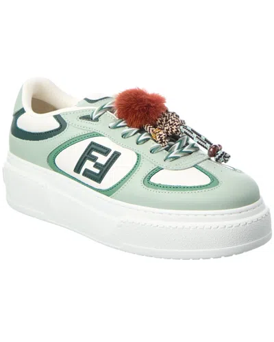 Fendi Match Leather Platform Sneaker In Green