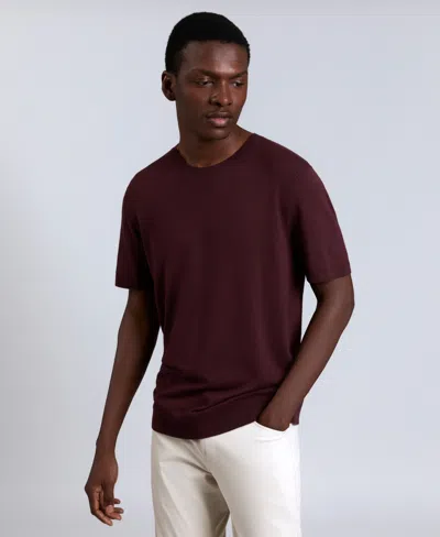 Kenneth Cole Men's Crewneck Sweater T-shirt In Burgundy