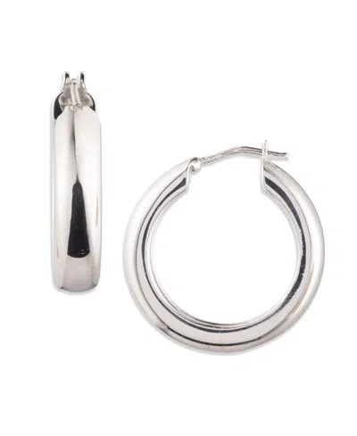 Ralph Lauren Sculptural Sterling Silver Hoop Earrings In Metallic
