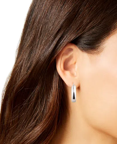 Ralph Lauren Sculptural Sterling Silver Hoop Earrings In Metallic