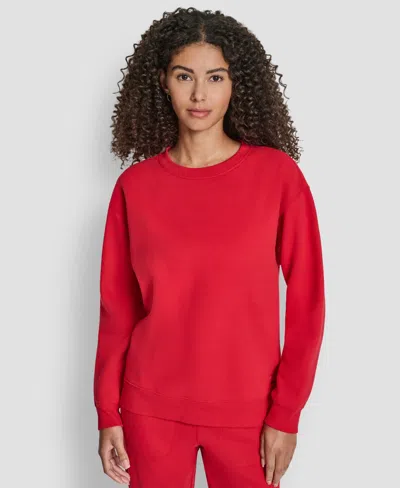 Dkny Women's Tonal Logo Patch Crewneck Sweatshirt In Red