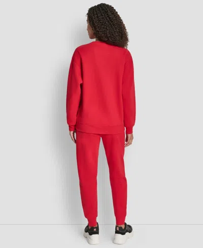 Dkny Women's Tonal Logo Patch Crewneck Sweatshirt In Red