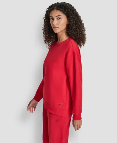 Dkny Women's Tonal Logo Patch Crewneck Sweatshirt In Red