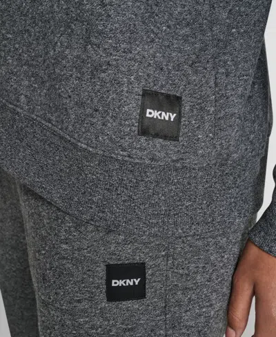 Dkny Women's Rhinestone Logo Long Line Crewneck Sweatshirt In Gray