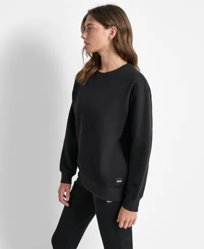 Dkny Women's Tonal Logo Patch Crewneck Sweatshirt In Black