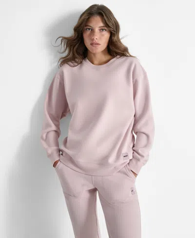 Dkny Women's Tonal Logo Patch Crewneck Sweatshirt In Purple
