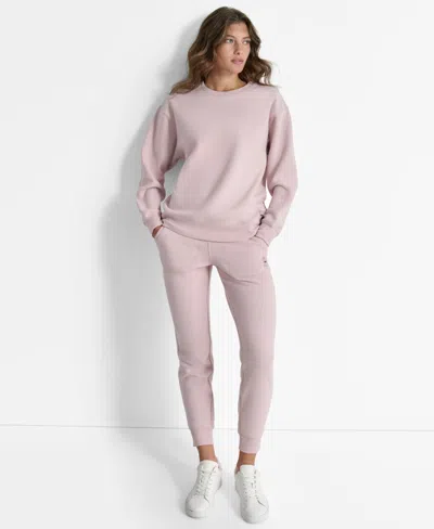 Dkny Women's Tonal Logo Patch Crewneck Sweatshirt In Purple