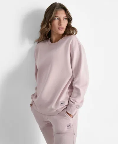 Dkny Women's Tonal Logo Patch Crewneck Sweatshirt In Purple