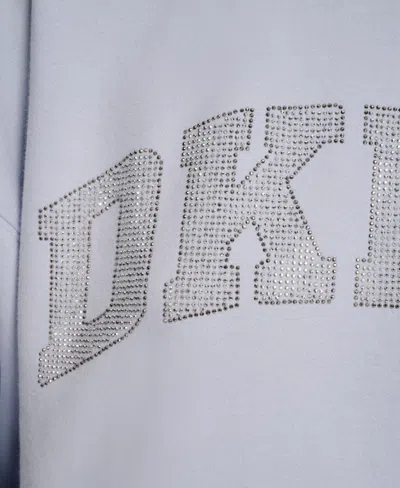 Dkny Women's Exploded Rhinestone Varsity Logo Sweatshirt In Blue