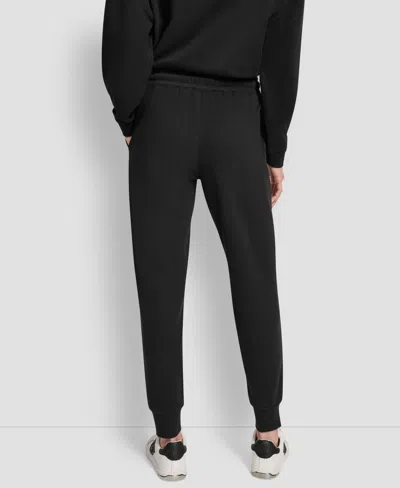 Dkny Women's Stacked Mini Rhinestone Logo Relaxed Cuff Jogger In Black