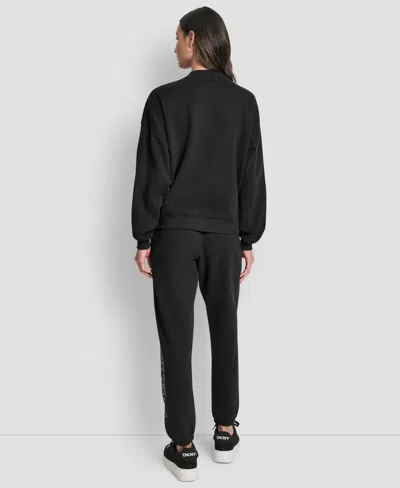 Dkny Women's Exploded Rhinestone Varsity Logo Sweatshirt In Black