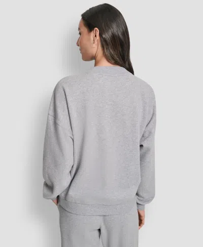 Dkny Women's Exploded Rhinestone Varsity Logo Sweatshirt In Gray