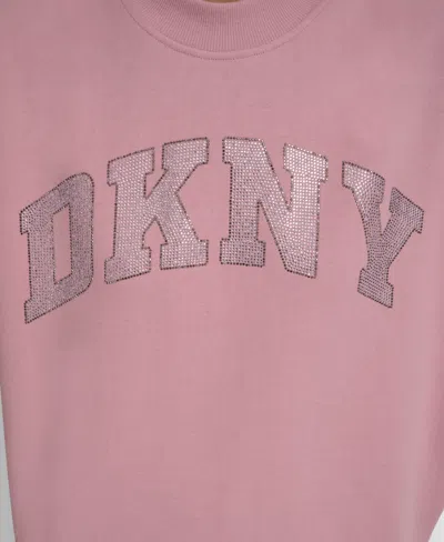 Dkny Women's Exploded Rhinestone Varsity Logo Sweatshirt In Pink
