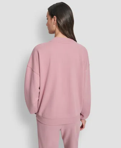 Dkny Women's Exploded Rhinestone Varsity Logo Sweatshirt In Pink