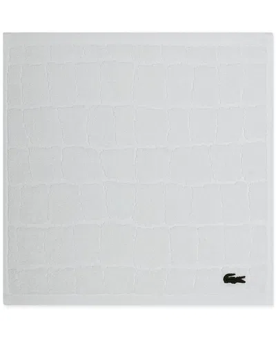 Lacoste Home Heritage Croc Scale Cotton Washcloth, 13" X 13" In White