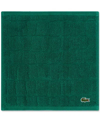 Lacoste Home Heritage Croc Scale Cotton Washcloth, 13" X 13" In Green