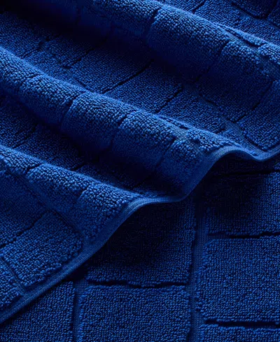 Lacoste Home Heritage Croc Scale Cotton Washcloth, 13" X 13" In Blue