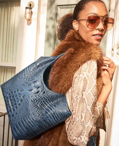 Brahmin Melora Alden Road Large Leather Tote In Blue