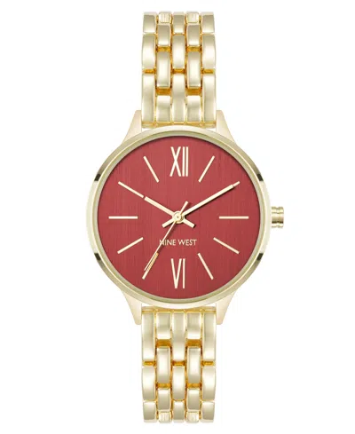 Anne Klein Women's Quartz Essential Burgundy And Gold-tone Metal Alloy Watch, 34mm In Gold