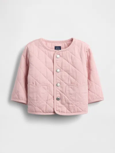 Gap Baby Quilted Heart Pocket Jacket In Pink