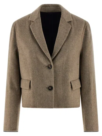 Brunello Cucinelli 'crop' Blazer In Brown