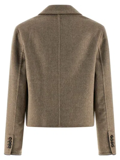 Brunello Cucinelli 'crop' Blazer In Brown