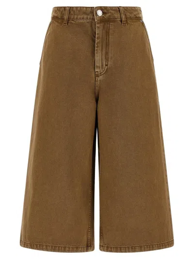 Ami Alexandre Mattiussi Ami Paris Denim Bermuda Shorts In Brown