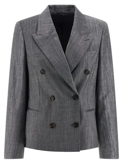 Brunello Cucinelli Blazer Twill Sparkling Blazers Silver In Gray