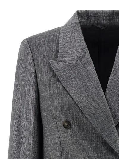 Brunello Cucinelli Blazer Twill Sparkling Blazers Silver In Gray