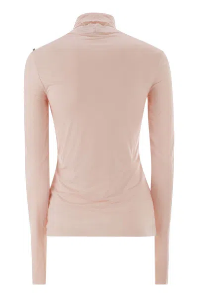Sportmax Stone - Jersey Turtleneck Jumper In Pink