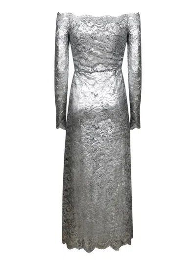Rabanne Long Lace Dress In Silver