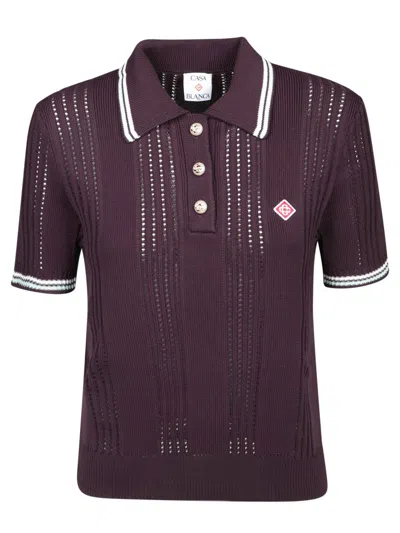 Casablanca Cotton Knit Polo Shirt In Purple