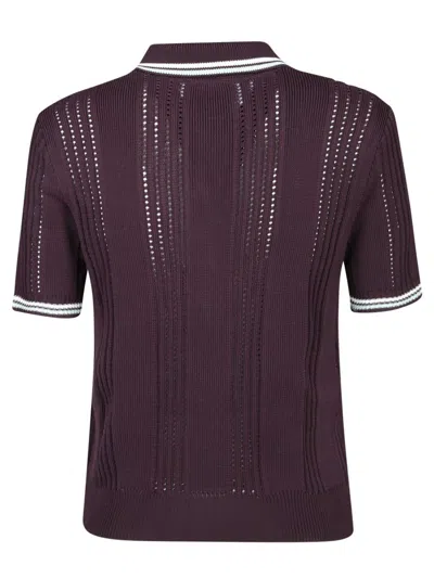 Casablanca Cotton Knit Polo Shirt In Purple
