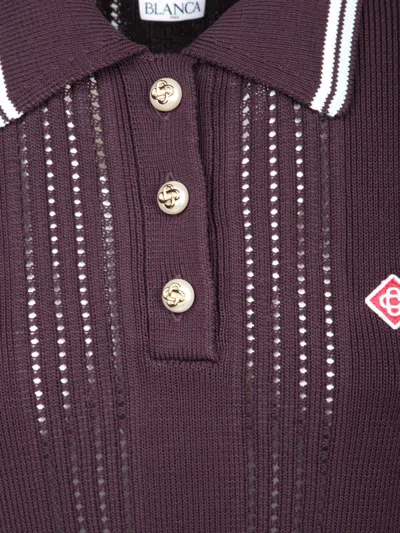 Casablanca Cotton Knit Polo Shirt In Purple