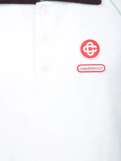 Casablanca Piqu Cotton Polo Shirt In White