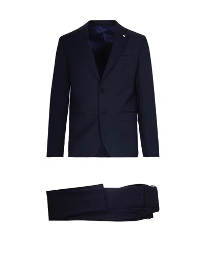 Manuel Ritz Notched-lapel Single-breasted Suit In Blue