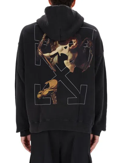 Off-white Washed Black Cupid Arrow Skate Logo Hoodie