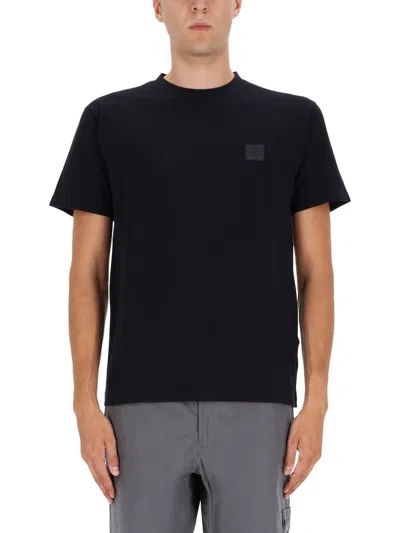 Stone Island Logo Cotton T-shirt In Black