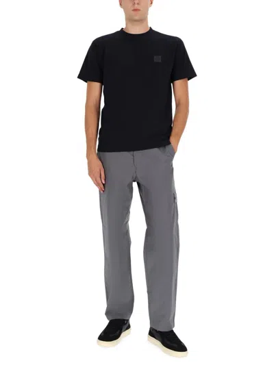 Stone Island Logo Cotton T-shirt In Black