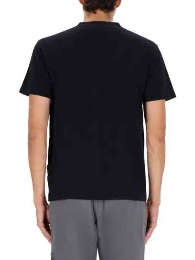 Stone Island Logo Cotton T-shirt In Black