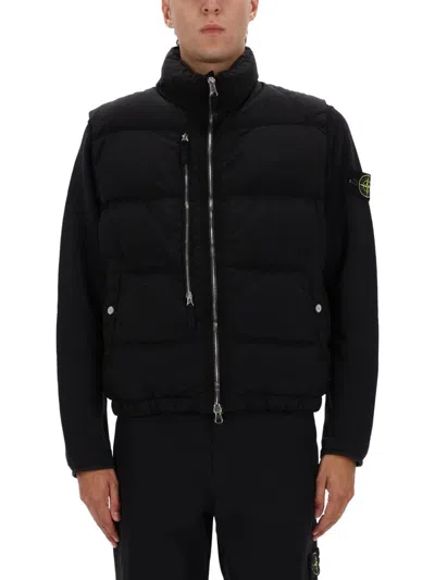 Stone Island Padded Anti-drip Vest In Black