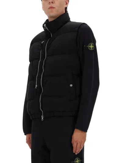 Stone Island Padded Anti-drip Vest In Black