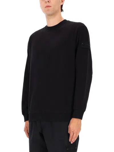 Stone Island Men's Diagonal Fleece Sweatshirt In Black